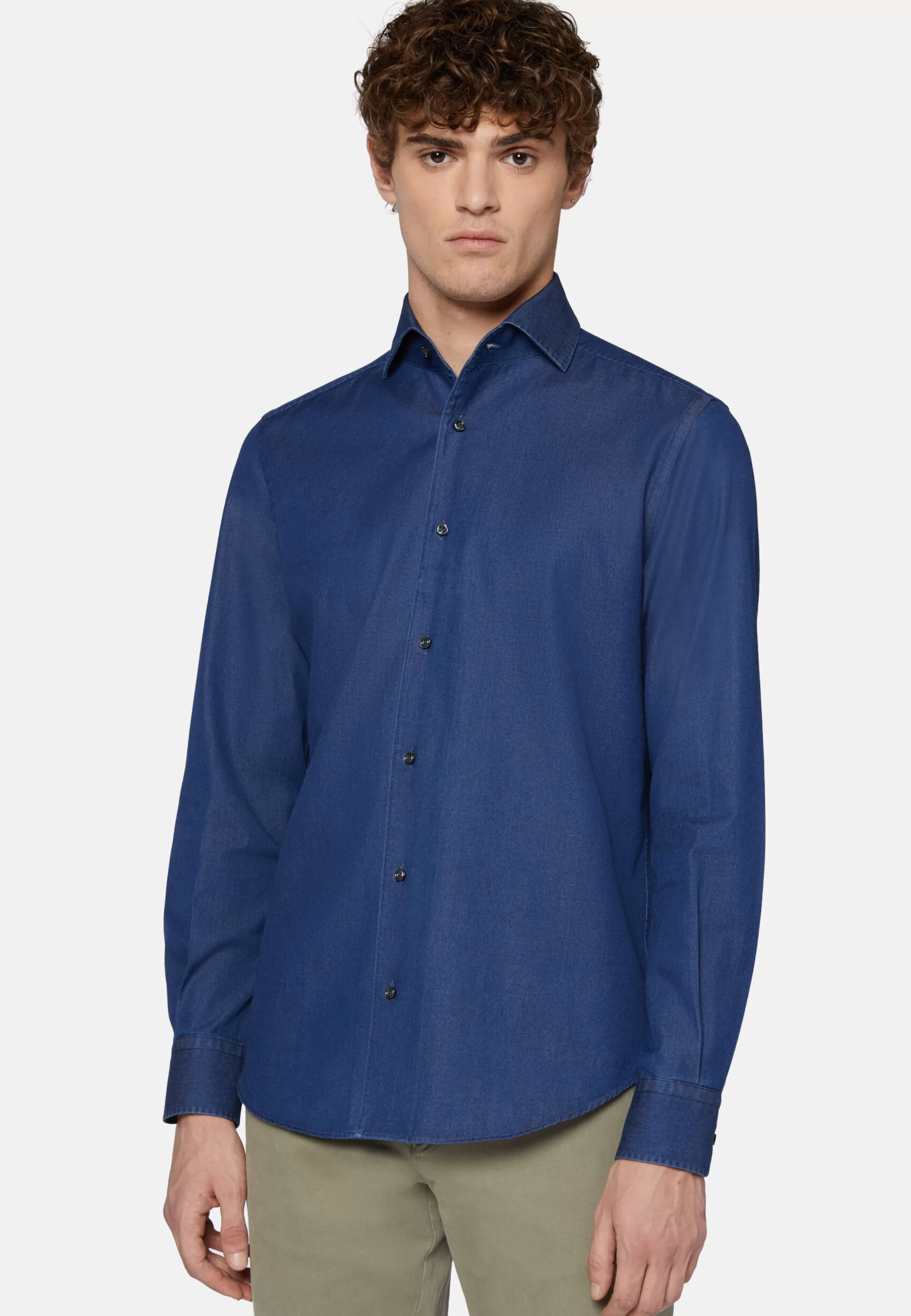 Boggi Milano Camicie Casual-Camicia In Denim Di Cotone Regular Fit