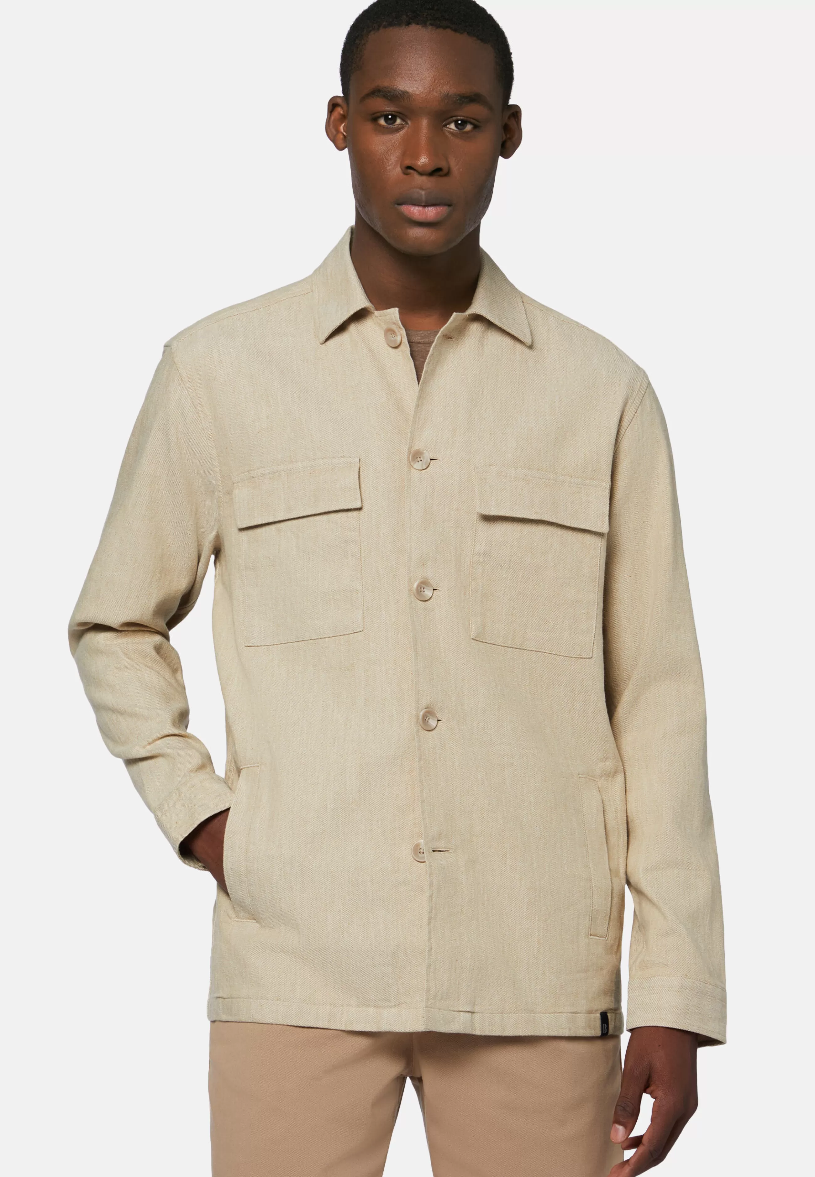 Boggi Milano Giacche Camicia & Overshirt | Giacche-Giacca Camicia Link In Cotone E Lino