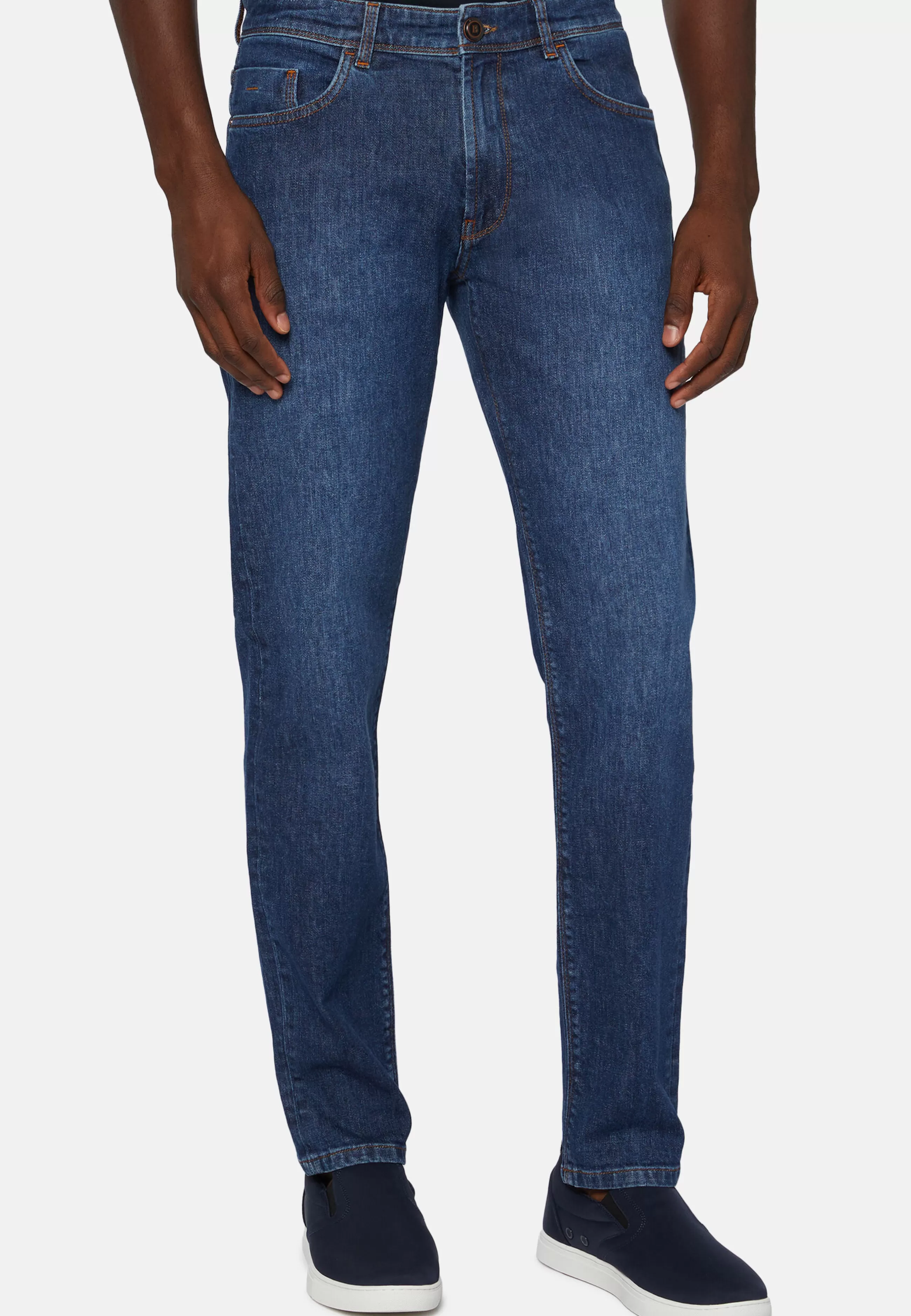 Boggi Milano Jeans-Jeans In Denim Elasticizzato Blu Medio