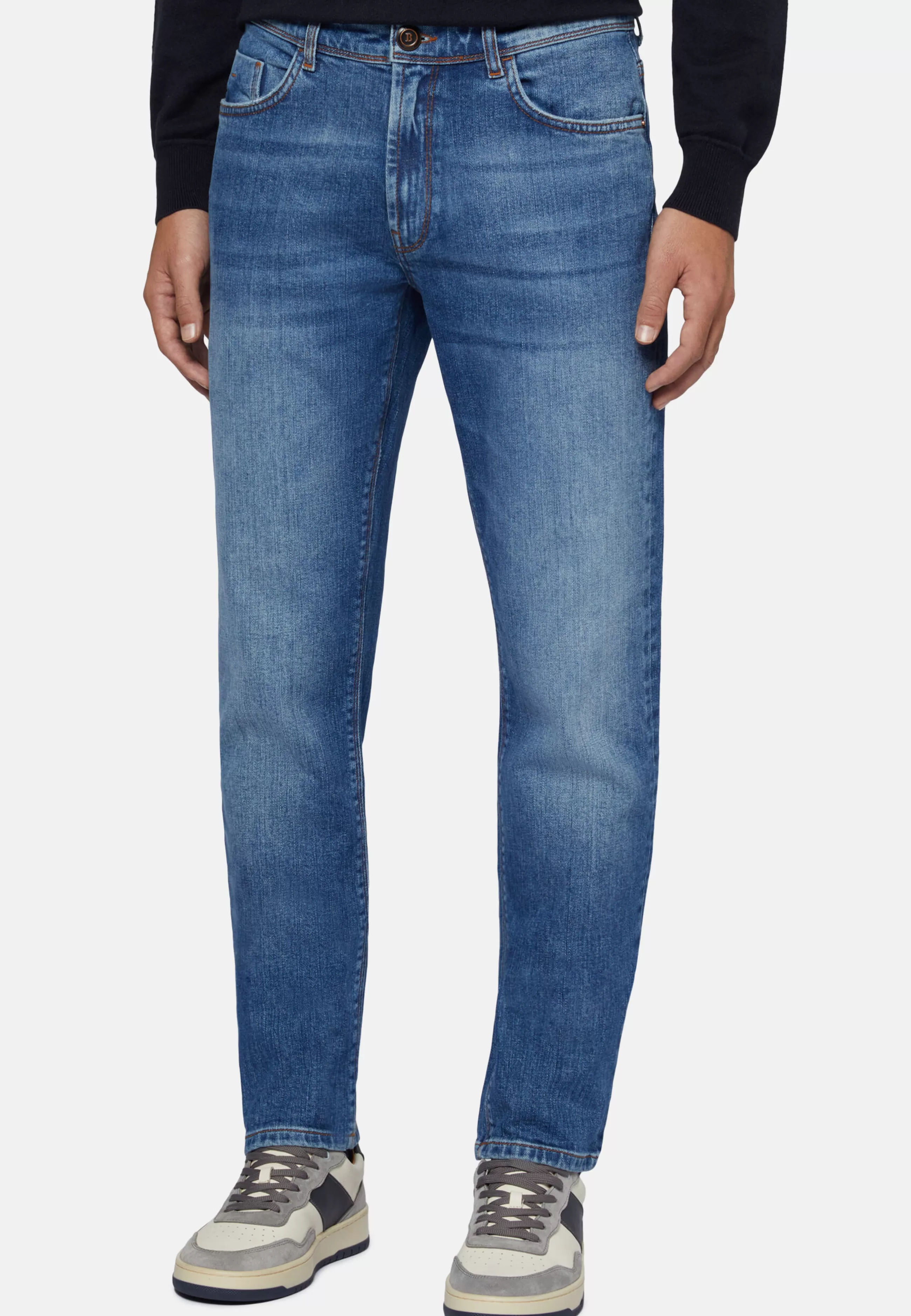 Boggi Milano Jeans-Jeans In Denim Elasticizzato Blu Medio